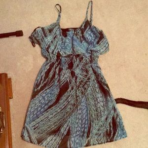 Blue and black patterned flowy dress